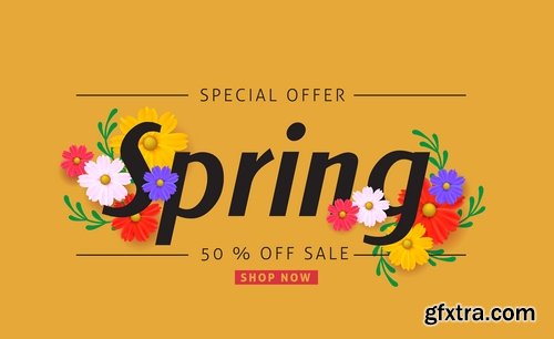 Spring discount flyer banner sale invitation card 25 EPS