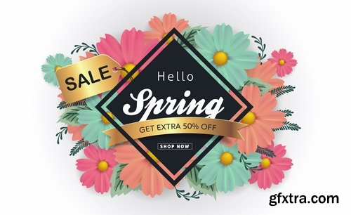 Spring discount flyer banner sale invitation card 25 EPS