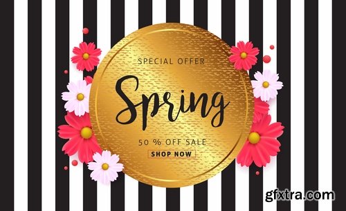 Spring discount flyer banner sale invitation card 25 EPS