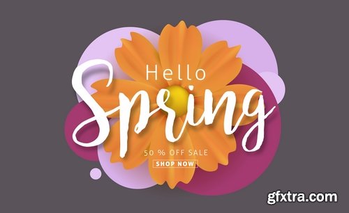 Spring discount flyer banner sale invitation card 25 EPS