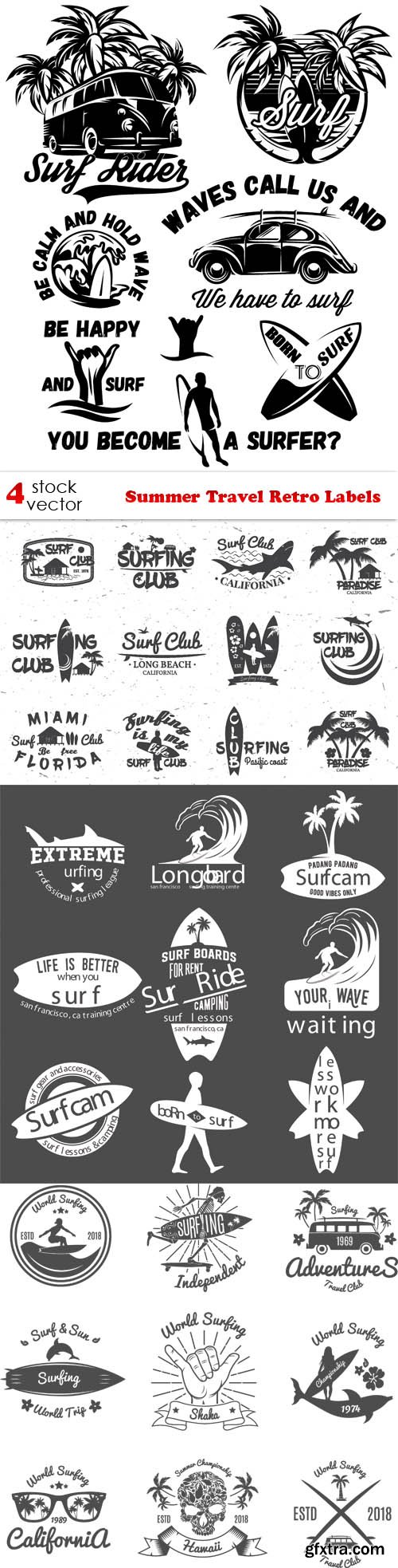 Vectors - Summer Travel Retro Labels