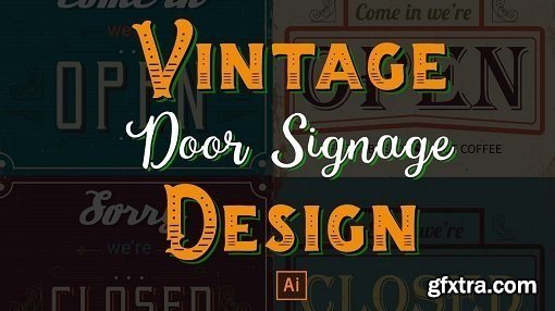 Vintage Door Signage Design in Adobe Illustrator