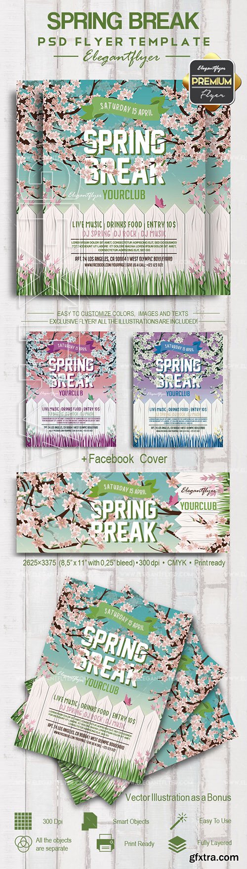 Spring Break – Flyer PSD Template + Facebook Cover