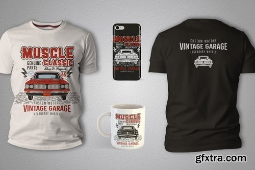 Muscle Classic Tee Design  Old Car T-Shirt Label