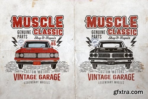 Muscle Classic Tee Design  Old Car T-Shirt Label