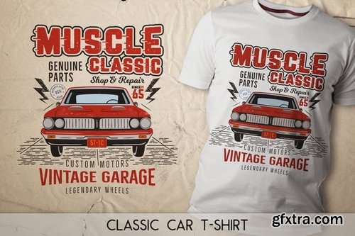 Muscle Classic Tee Design  Old Car T-Shirt Label