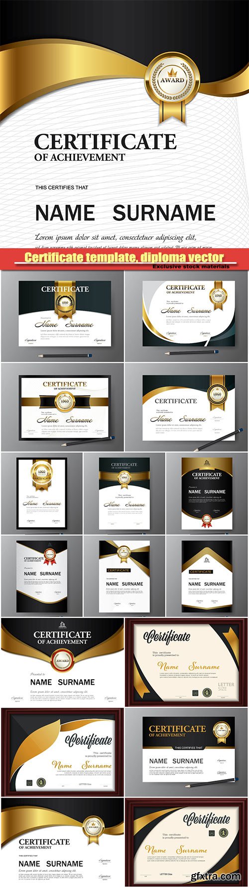 Certificate template, diploma, vector illustration