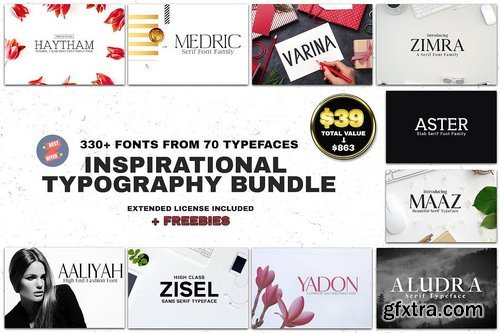 CM - 70 Typefaces Typography Bundle 1475227