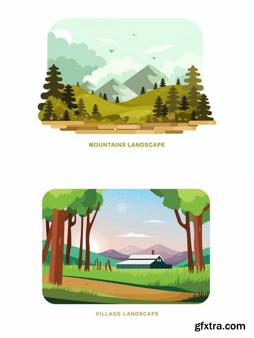 Mountains Landscape Vector Illustration