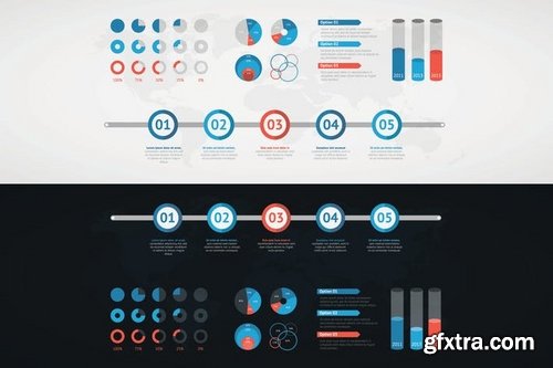 Timelane Infograpics and Geometric Vector Banners Set