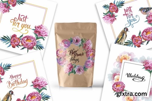 CM - Colorful peonies JPG watercolor set 2319092