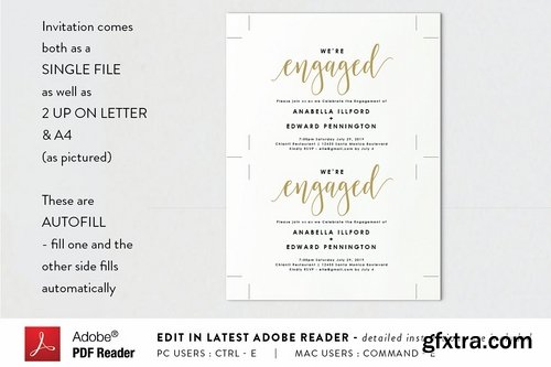 CM - Gold Engagement Invite -Editable PDF 2325582