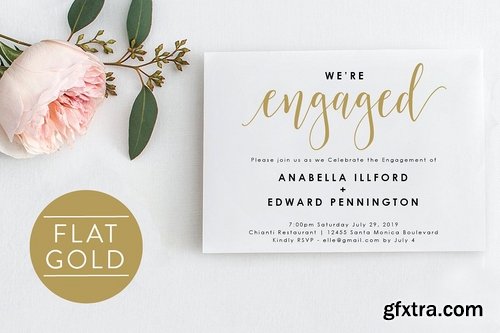 CM - Gold Engagement Invite -Editable PDF 2325582