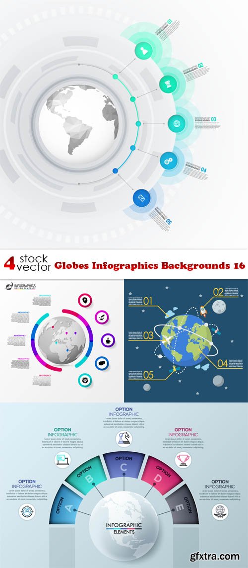 Vectors - Globes Infographics Backgrounds 16