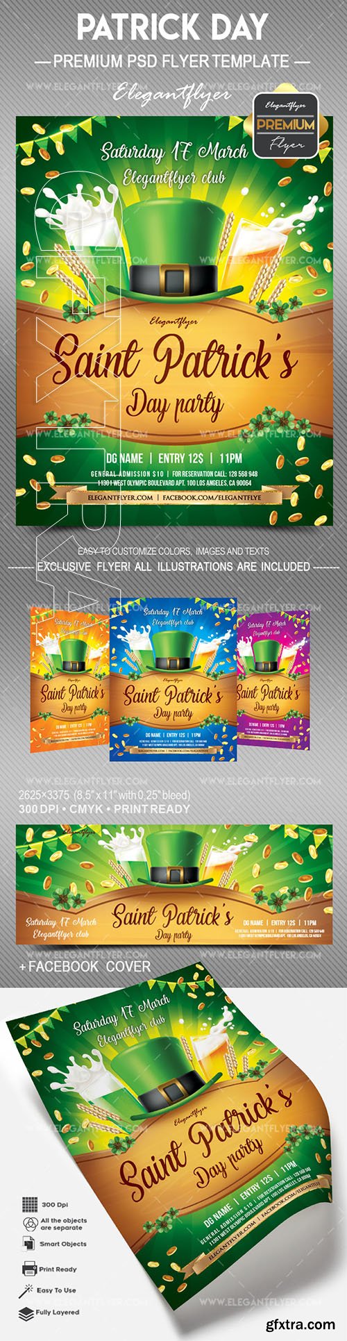 St Patrick Day party – Flyer PSD Template + Facebook Cover