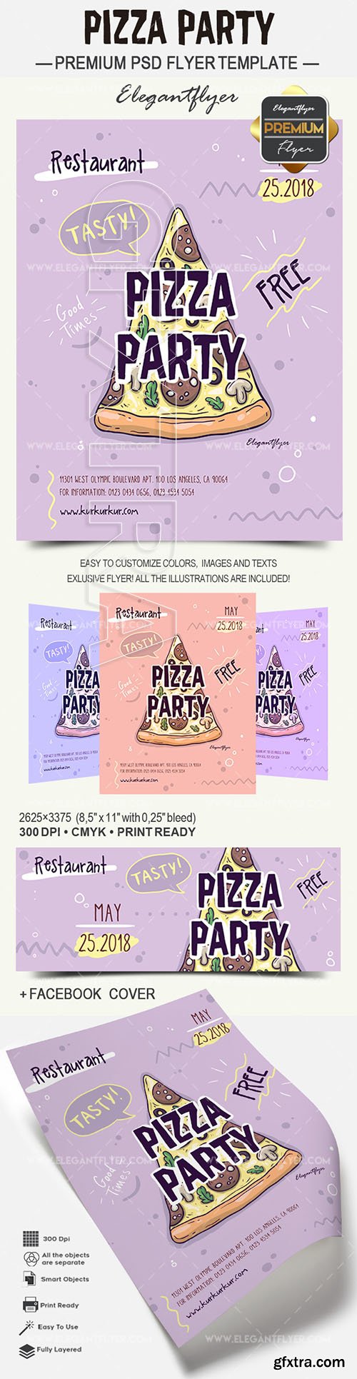 Pizza Party – Flyer PSD Template + Facebook Cover