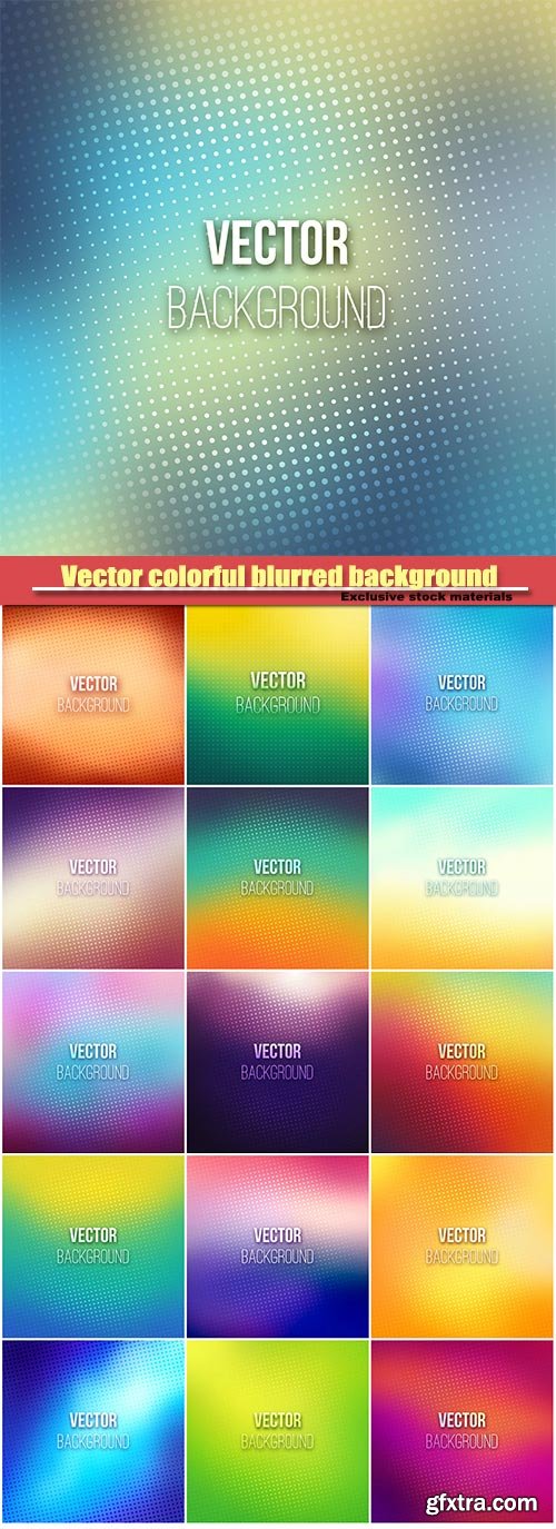 Vector colorful blurred background with halftone effect overlay