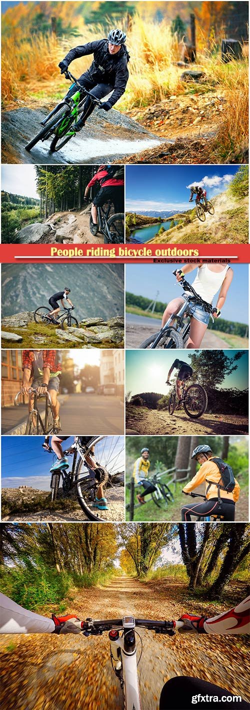 People riding bicycle outdoors