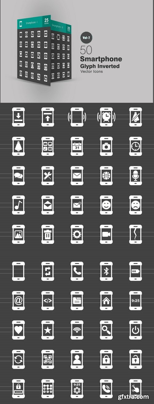 50 Smartphone Glyph Inverted Icons