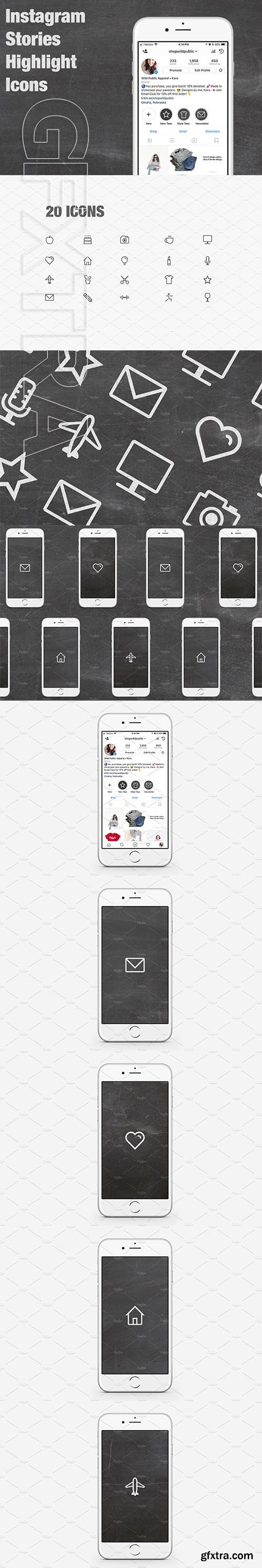 CreativeMarket - 20 Chalkboard Insta Stories Icons 2313965