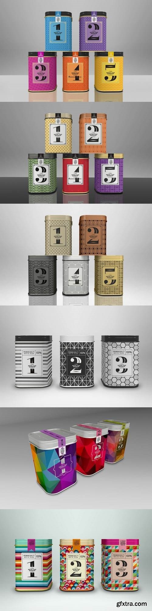 Square Tin Cans Packaging Mock Up Vol.2