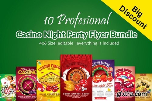 CM - 10 Casino Night Flyers Bundle 2324191