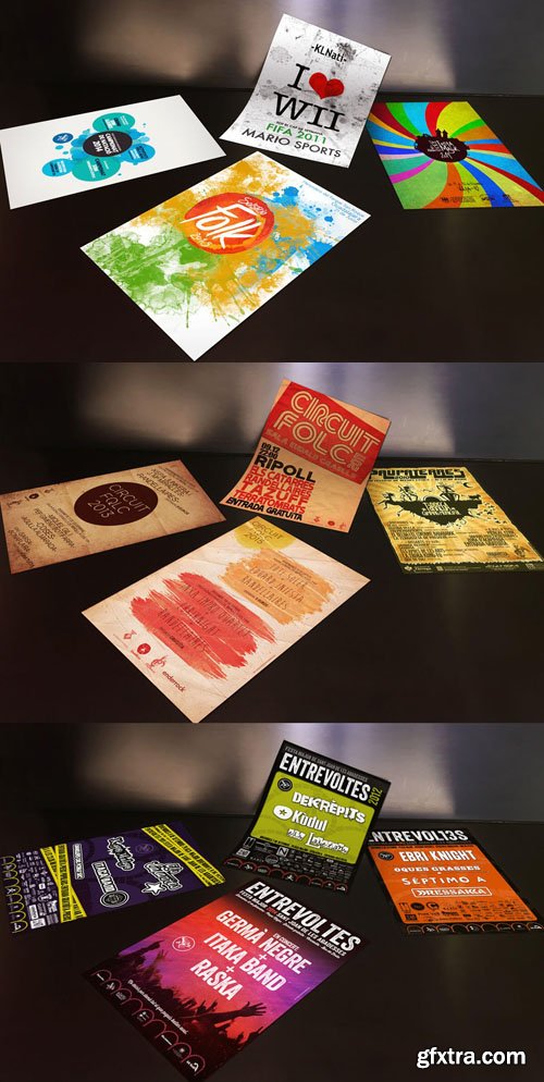 4 Flyers Poster PSD Mockups