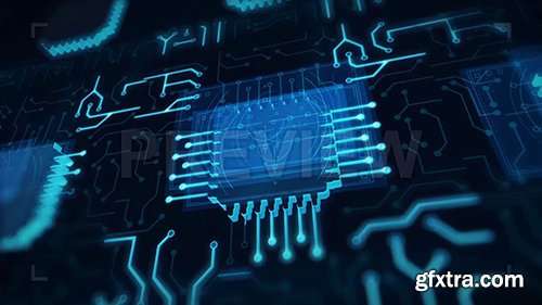 Futuristic Animated Blue Circuit Board 68412