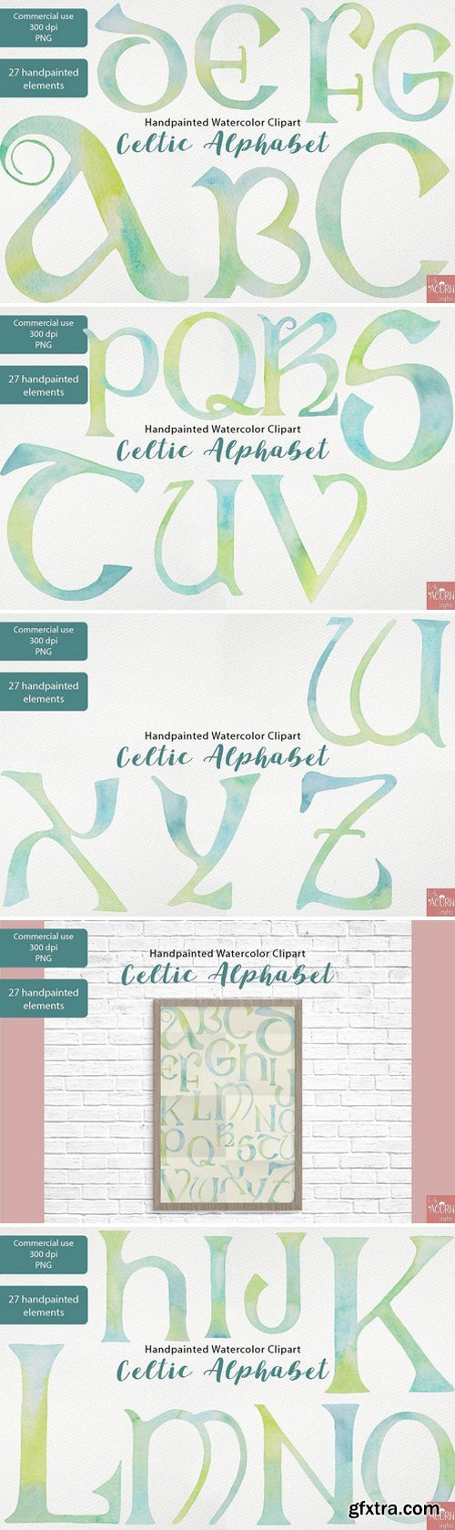 CM - Watercolor Clipart Celtic Alphabet 2322598