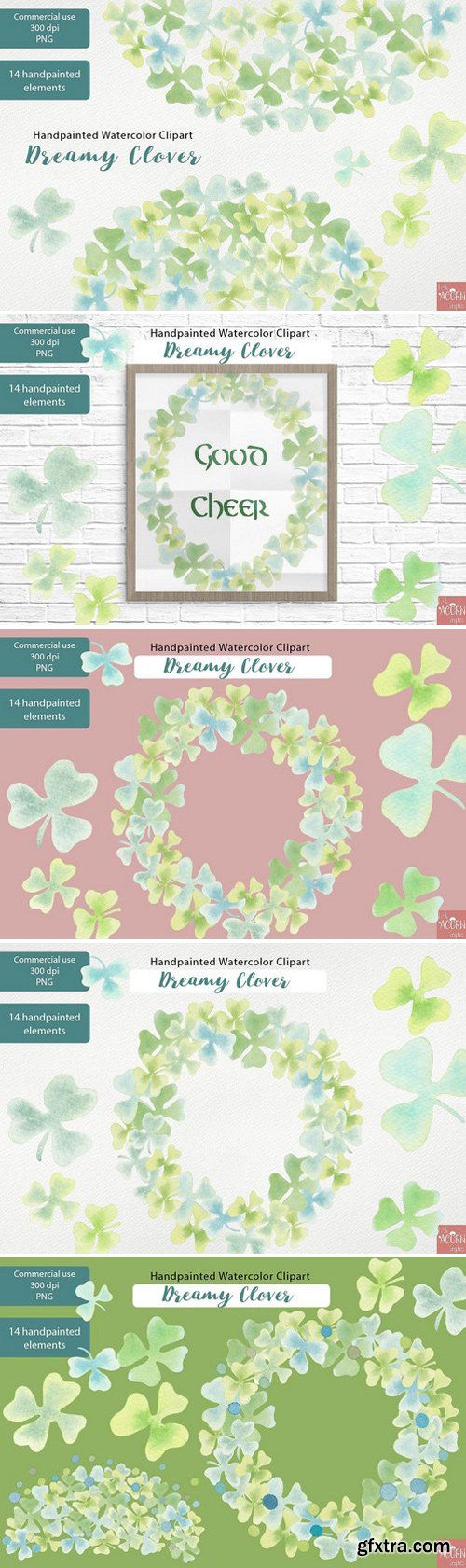 CM - Watercolor Clipart Dreamy Clover PNG 2322289