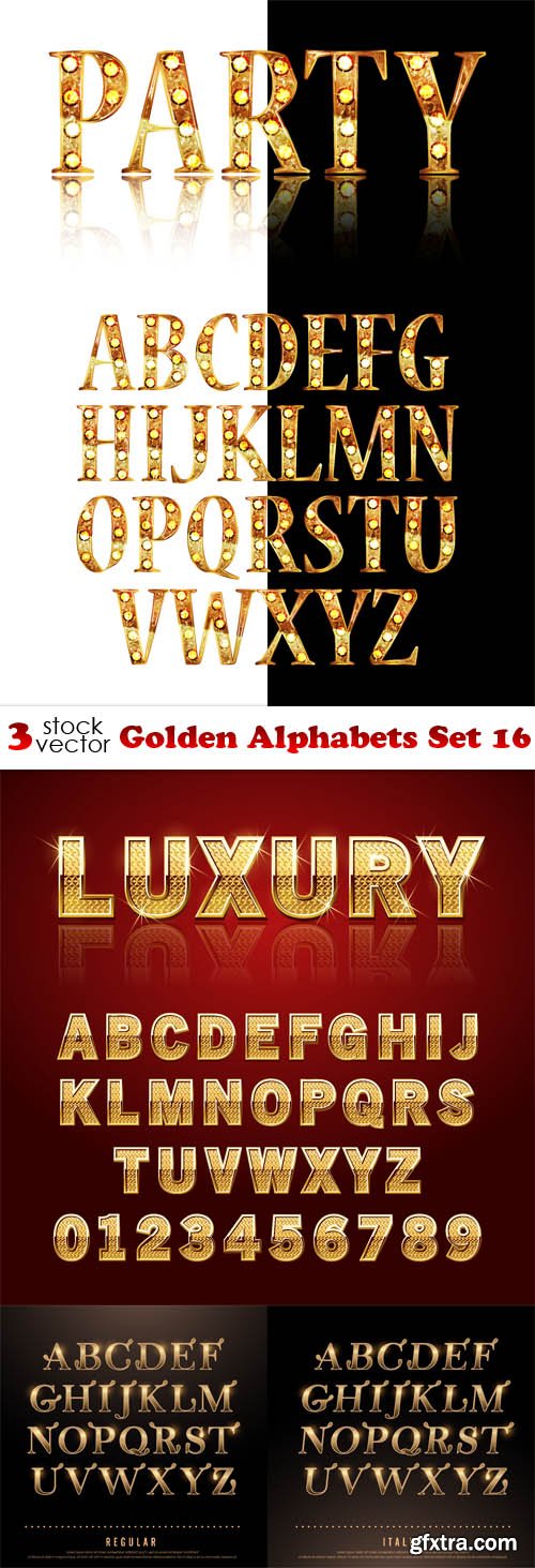 Vectors - Golden Alphabets Set 16