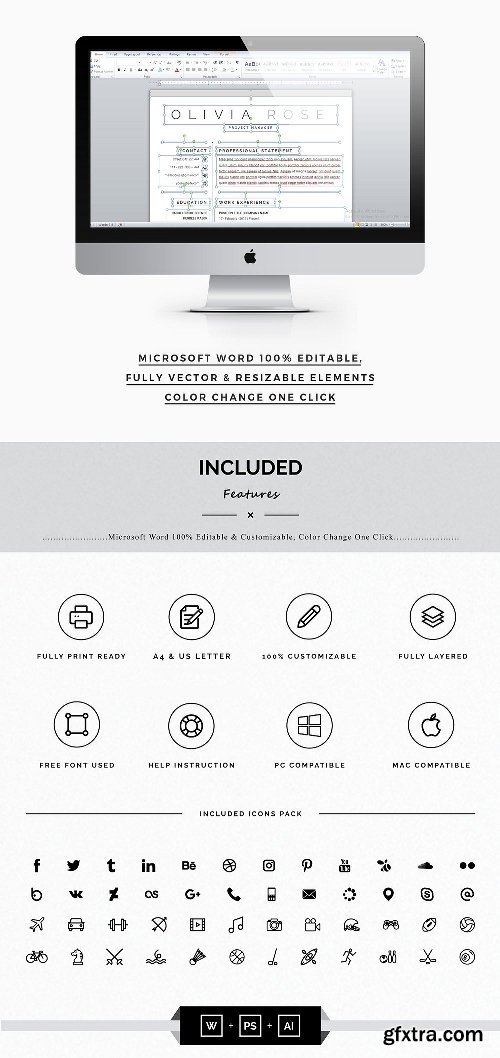CreativeMarket 3 Pages Word Resume Template 2320208