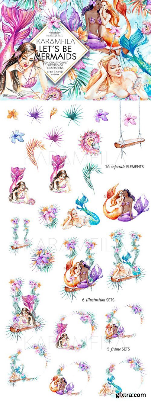 CM - Let\'s Be Mermaids Clipart 1606112