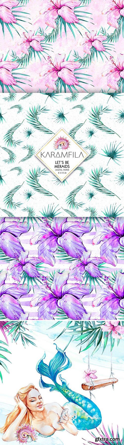 CM - Mermaids Digital Paper 1605493