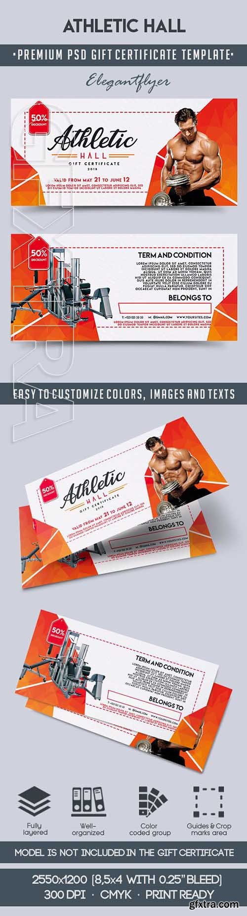 Athletic Hall – Premium Gift Certificate PSD Template