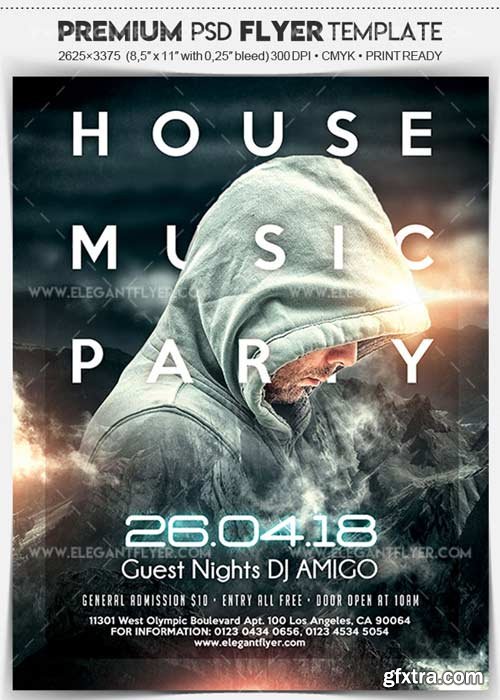 House Music Party V5 2018 Flyer PSD Template + Facebook Cover