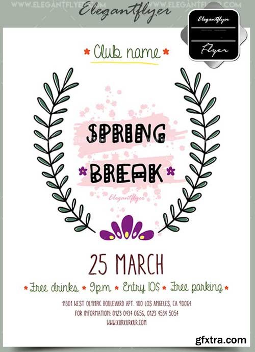 Spring Break V7 2018 Free Flyer PSD Template + Facebook Cover