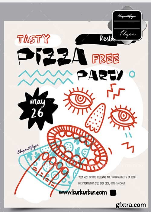 Pizza Party V7 2018 Flyer PSD Template + Facebook Cover