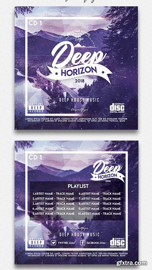 Deep House V1 2018 CD Cover PSD Template