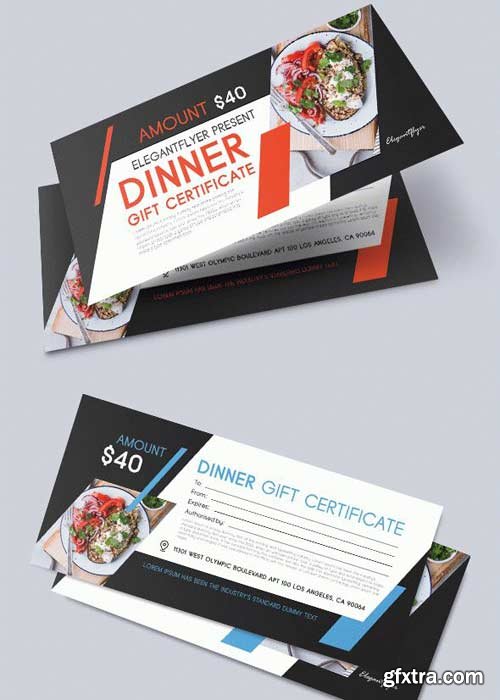 Dinner V1 2018 Gift Certificate PSD Template