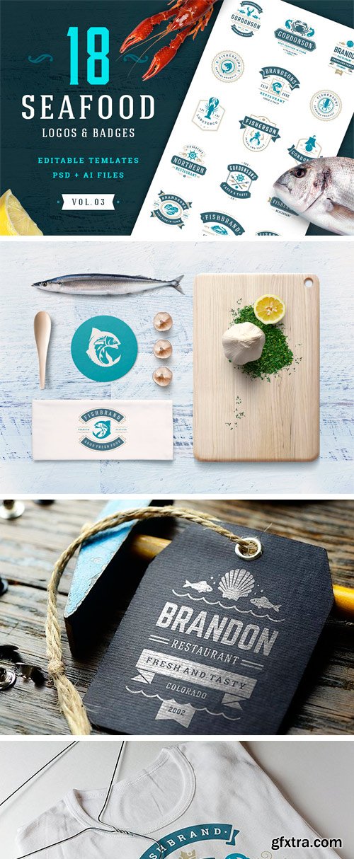 CM - 18 Seafood Logos & Badges 2316336