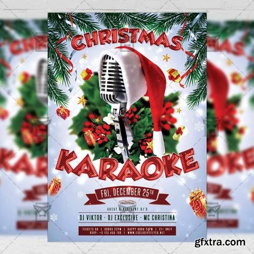 Christmas Karaoke – Seasonal A5 Flyer Template