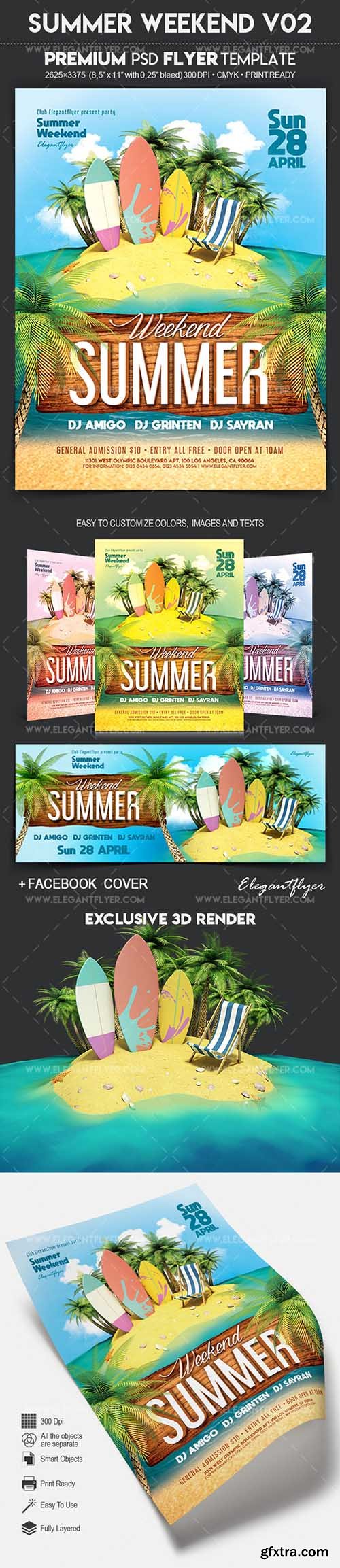 Summer Weekend V02 – Flyer PSD Template + Facebook Cover