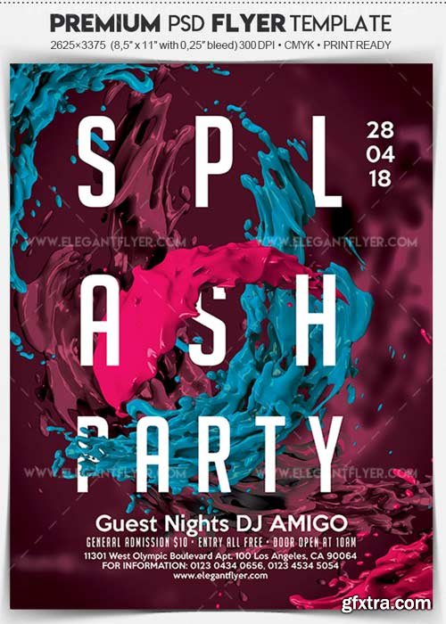 Splash Party V1 2018 Flyer PSD Template + Facebook Cover