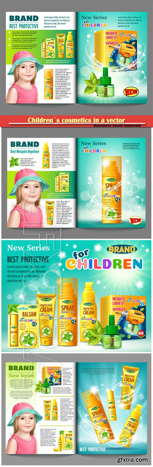 Children`s cosmetics in a vector