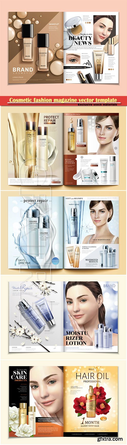 Cosmetic fashion magazine vector template #2
