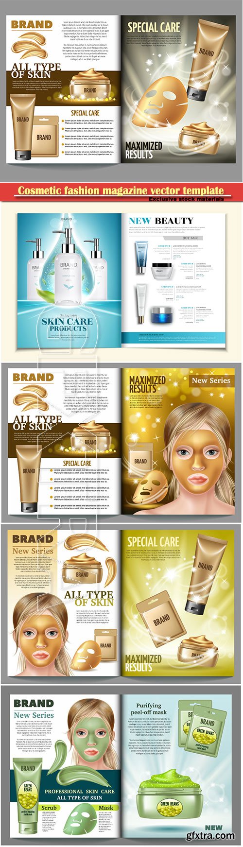 Cosmetic fashion magazine vector template #6