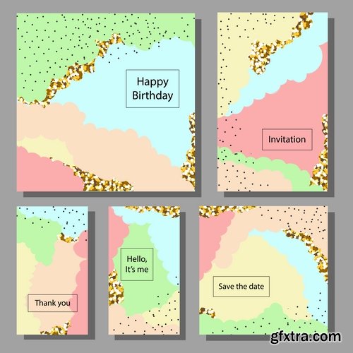 Gift card invitation birthday banner flyer business card 25 EPS