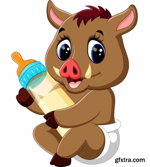 Animal with a bottle of milk vector image 25 EPS