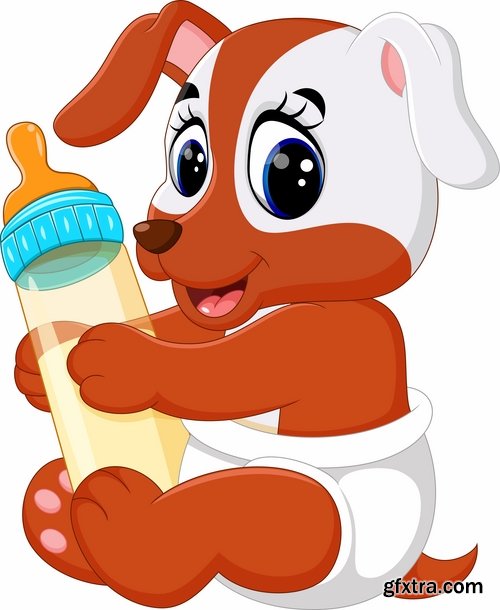 Animal with a bottle of milk vector image 25 EPS